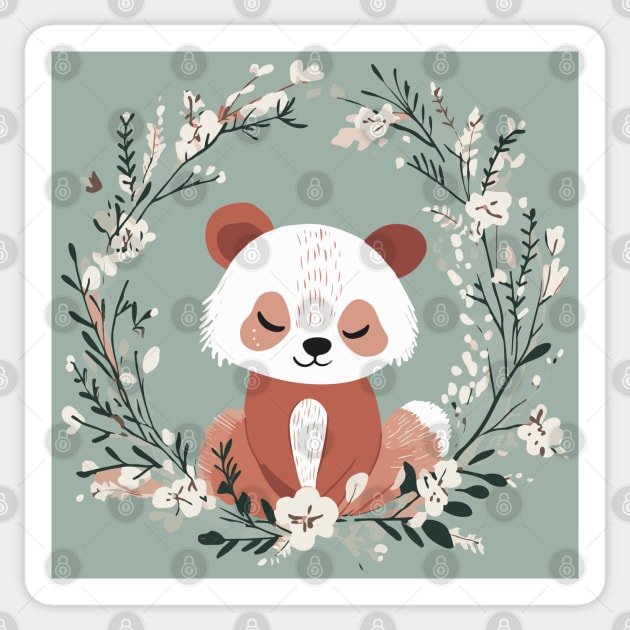 Boho Kawaii Red Panda – Adorable Wild Animal Art Sticker by TuncGK